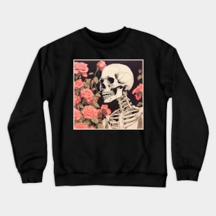 Creepy Skeleton Flower Cartoon Vintage Crewneck Sweatshirt